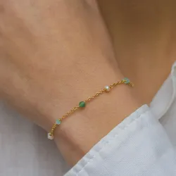 steen armband in verguld sterlingzilver  x 4 mm  - Loom Stones