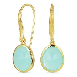 aqua kristal oorbellen in verguld sterlingzilver - Loom Stones