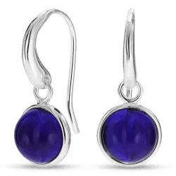 rond blaume jadesteen oorbellen in zilver - Loom Stones