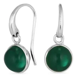 rond donkergroen kristal oorbellen in zilver - Loom Stones