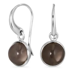 rond rookkleurige kwarts oorbellen in zilver - Loom Stones