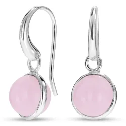 rond roze kristal oorbellen in zilver