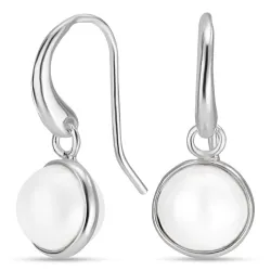 rond parel oorbellen in zilver - Loom Stones