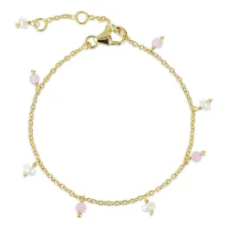 pink kwarts armband in verguld sterlingzilver  x   - Loom Stones