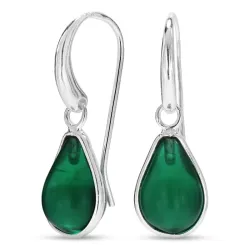 druppel donkergroen kristal oorbellen in zilver - Loom Stones
