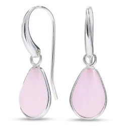 druppel roze kristal oorbellen in zilver