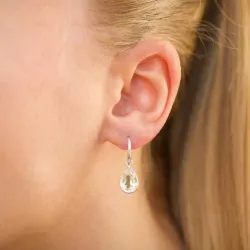 druppel lichtgroene kristal oorbellen in zilver - Loom Stones