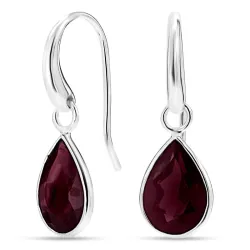 druppel granaat oorbellen in zilver - Loom Stones