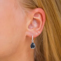 druppel zwarte onyx oorbellen in zilver - Loom Stones
