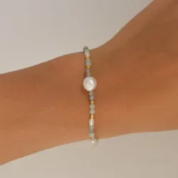 blauwe armband in verguld sterlingzilver - Loom Stones