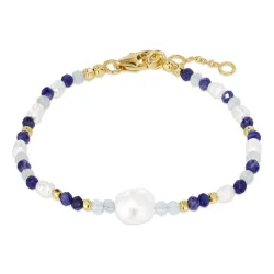 blauwe armband in verguld sterlingzilver - Loom Stones