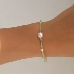 blauwe armband in verguld sterlingzilver - Loom Stones