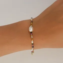 veelkleurig armband in verguld sterlingzilver - Loom Stones