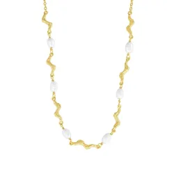 parel ketting in verguld sterlingzilver