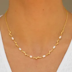 parel ketting in verguld sterlingzilver