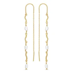 lange parel ketting oorbellen in verguld sterlingzilver