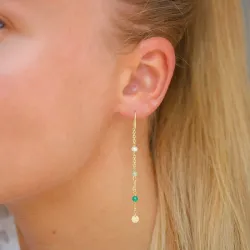 lange groene ketting oorbellen in verguld sterlingzilver - Loom Stones