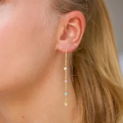 lange multikleurige ketting oorbellen in verguld sterlingzilver - Loom Stones