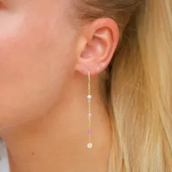 lange pink ketting oorbellen in verguld sterlingzilver - Loom Stones