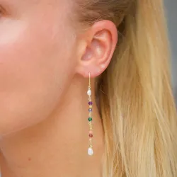 lange multikleurige ketting oorbellen in verguld zilver - Loom Stones
