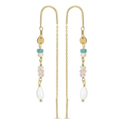 lange multikleurige ketting oorbellen in verguld sterlingzilver - Loom Stones