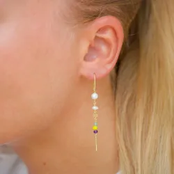 lange geel ketting oorbellen in verguld zilver - Loom Stones