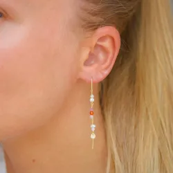 lange roze ketting oorbellen in verguld zilver - Loom Stones