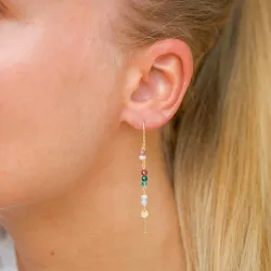 lange multikleurige ketting oorbellen in verguld sterlingzilver - Loom Stones