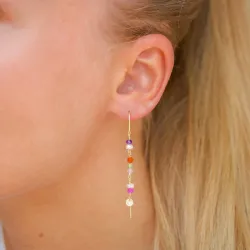 lange multikleurige ketting oorbellen in verguld zilver - Loom Stones