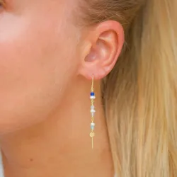 lange blauwe ketting oorbellen in verguld zilver - Loom Stones