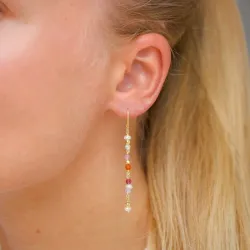 lange roze ketting oorbellen in verguld zilver - Loom Stones