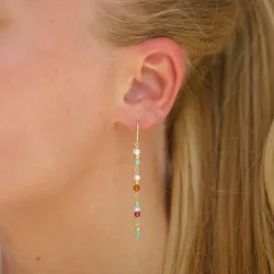 lange multikleurige ketting oorbellen in verguld zilver - Loom Stones