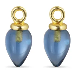 donkerblauw kristal hangers voor oorbellen in verguld zilver - Mix & Match