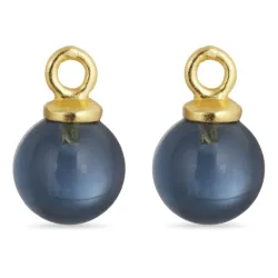8 mm donkerblauw kristal hangers voor oorbellen in verguld zilver - Mix & Match
