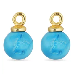 8 mm synthetisch turkoois hangers voor oorbellen in verguld zilver - Mix & Match