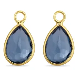 druppel donkerblauw kristal hangers voor oorbellen in verguld zilver - Mix & Match