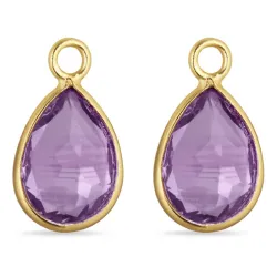 druppel paarse kristal hangers voor oorbellen in verguld zilver - Mix & Match