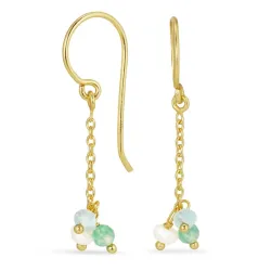 lange ketting oorbellen in verguld sterlingzilver - Loom Stones