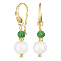 lange groen aventurijn oorbellen in verguld sterlingzilver - Loom Stones