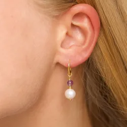 lange paarse amethist oorbellen in verguld zilver - Loom Stones