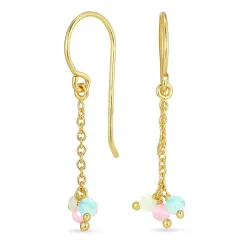 lange steen ketting oorbellen in verguld zilver - Loom Stones