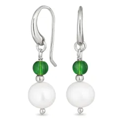 lange aqua kristal oorbellen in zilver - Loom Stones