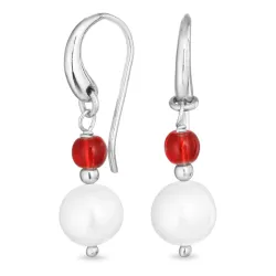 lange pink kristal oorbellen in zilver - Loom Stones