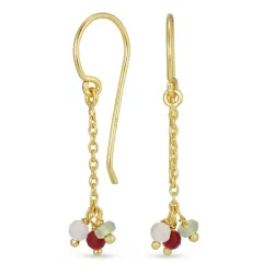 lange steen ketting oorbellen in verguld zilver - Loom Stones