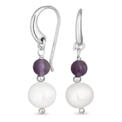 lange paarse amethist oorbellen in zilver - Loom Stones