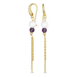 blauwe donkerblauw kristal ketting oorbellen in verguld sterlingzilver - Loom Stones