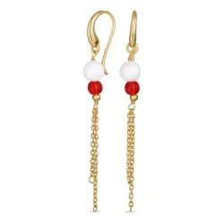 pink kristal ketting oorbellen in verguld zilver - Loom Stones