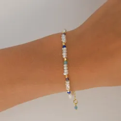 steen armband in verguld sterlingzilver  x   - Loom Stones