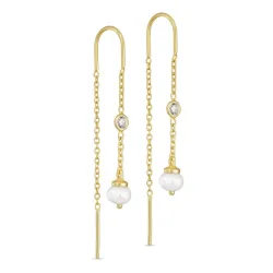 parel ketting oorbellen in verguld zilver