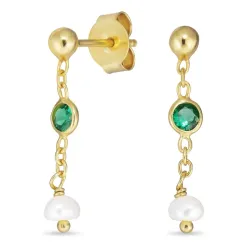 groen kristal ketting oorbellen in verguld zilver